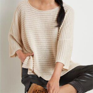 Anthropologie Capri Poncho Pullover Sweater – Open Weave Knit | Relaxed Boho
